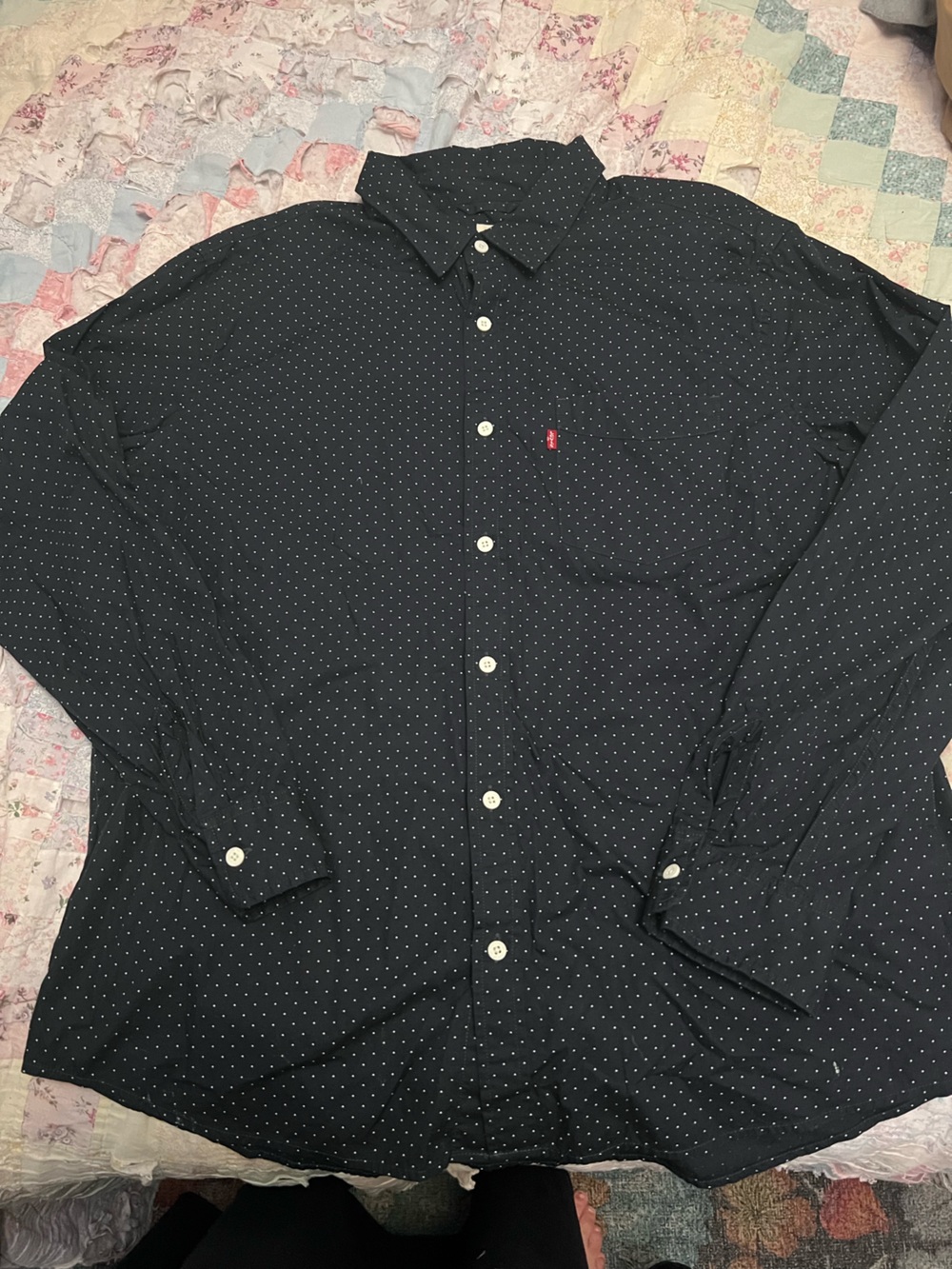 Levi's  Button-Down Shirt with White Micro Dots & blue button down bundle